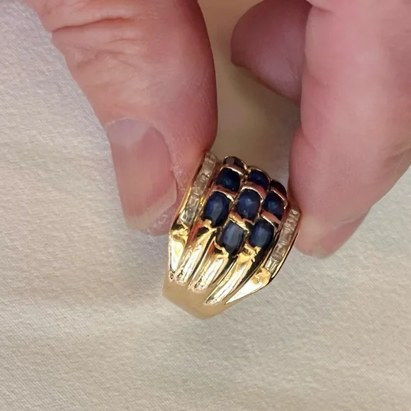 Sapphire and CZ Cocktail Ring - Picture 5 of 16